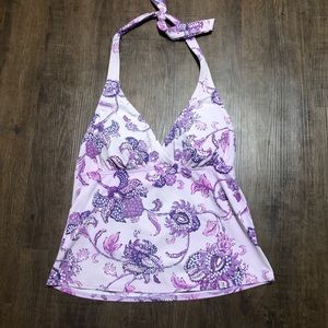 Land’s End Tankini Swim Purple Halter Top Sz 8P